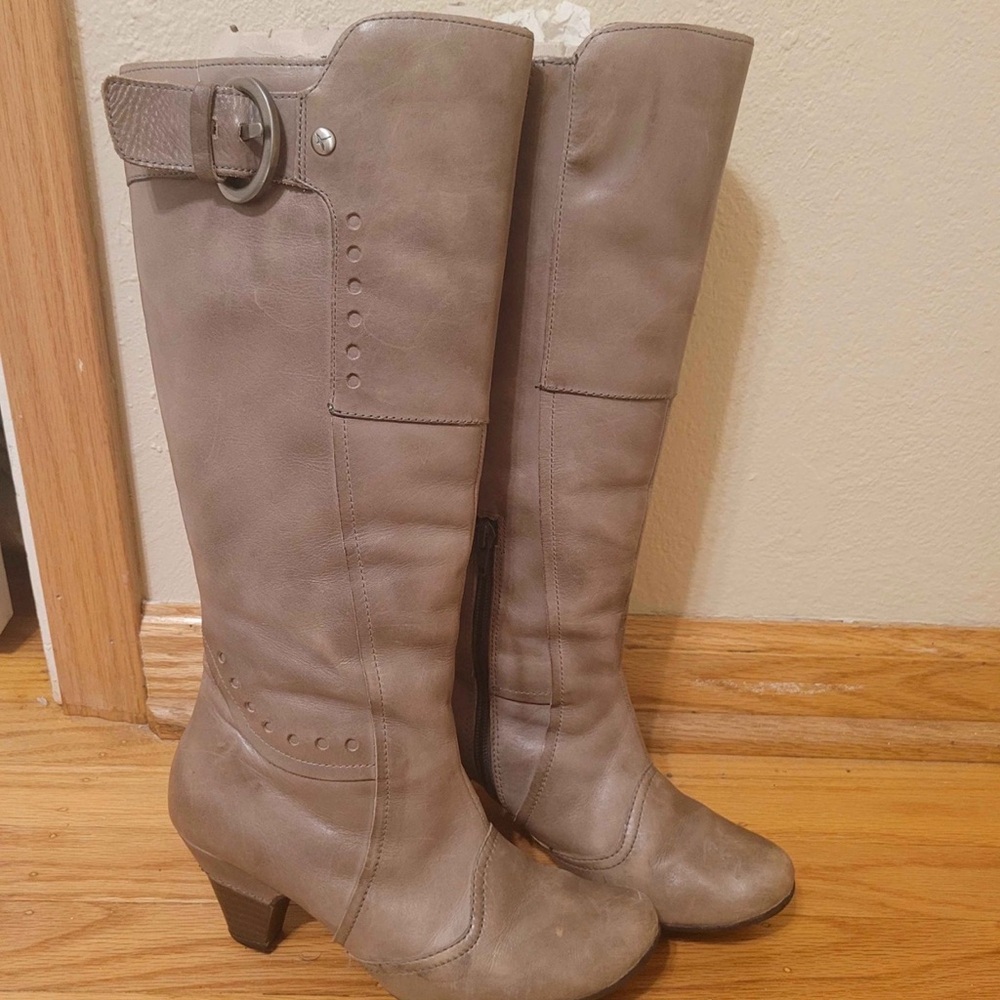 Women's Taupe Knee-High Dress Boots
